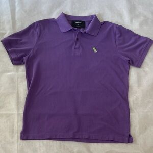 Jared Lang Men’s Purple Short Sleeve Med Polo with Green Dinosaur Logo medium